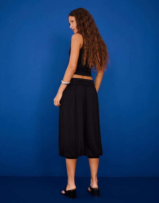 Bershka - Sorte sarouel-bukser i capri-snit, 2 af 4