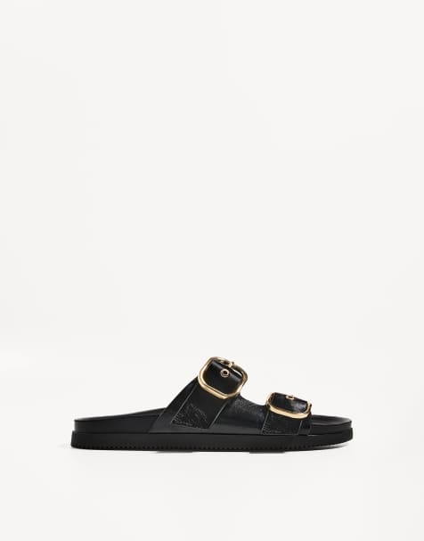 Bershka - Sorte sliders med spænder - view 1