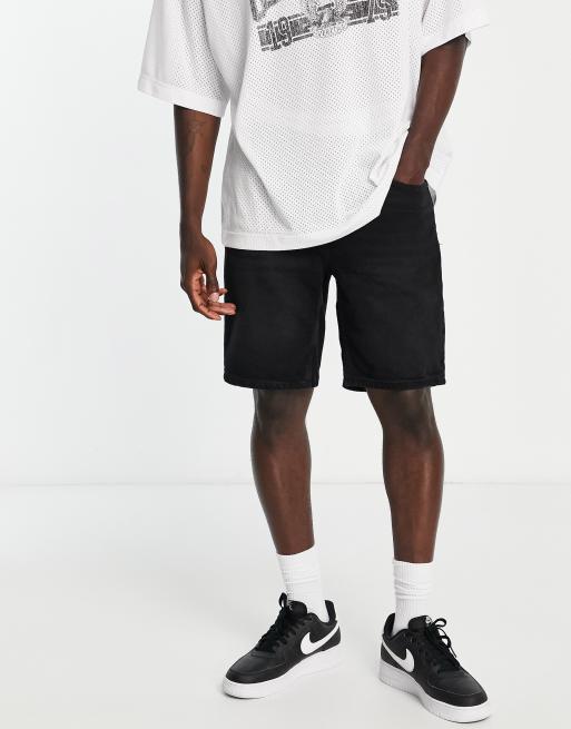 Bershka - Sorte slim-denimshorts