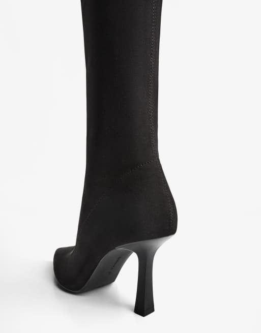 Bershka - Sorte støvler i stof med høj hæl, 6 af 6