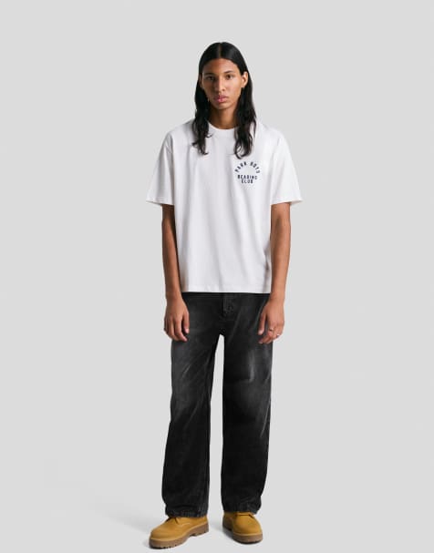 Bershka - Sorte super baggy fløjlsbukser med grå detalje - view 1