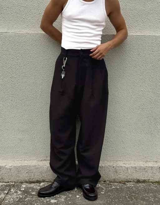 Bershka - Sorte super-baggy semi-joggingbukser med plisseringer, 2 af 4