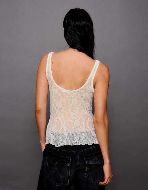 Bershka spetscamisole i naturvit, 3 av 5