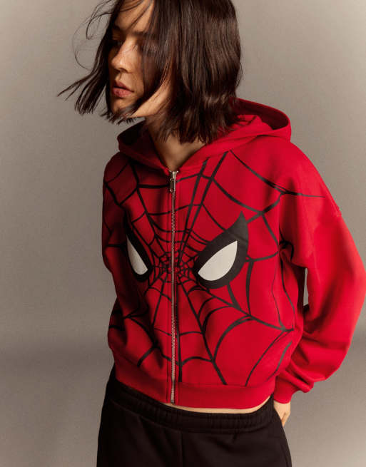 Bershka Spider-Man hættetrøje med print i rød, 4 af 5