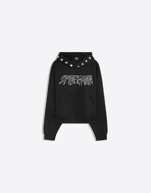 Bershka Spider-Man huvtröja i svart, 5 av 6
