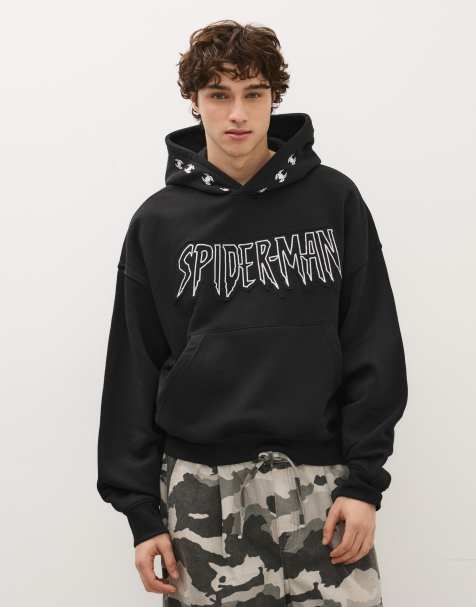 Bershka Spider-Man Kapuzenpullover in Schwarz - view 1