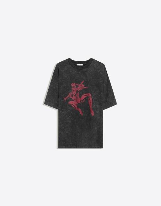 Bershka Spider-Man oversized T-shirt met korte mouwen in zwart, 5 van 5
