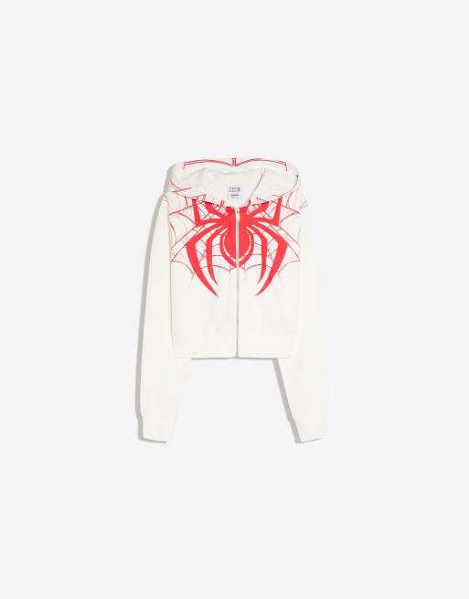 Bershka Spider-man print hoodie in white, 5 of 5