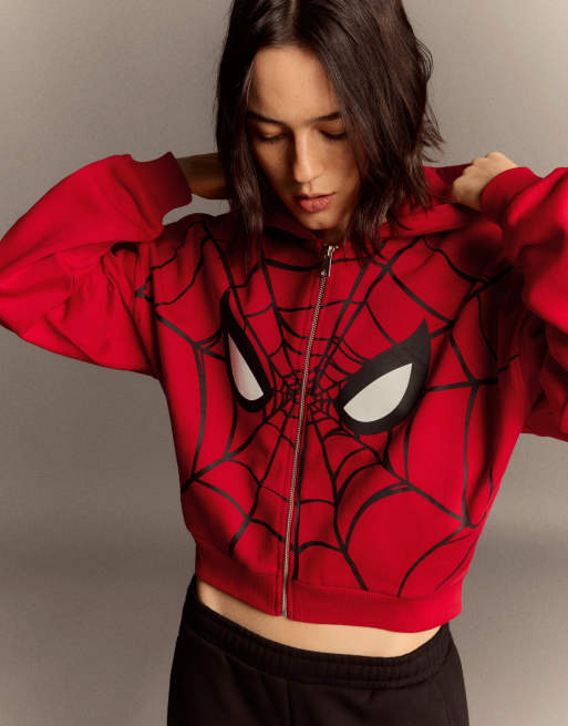 Bershka Spider-Man Print Kapuzenpullover in Rot, 2 von 5
