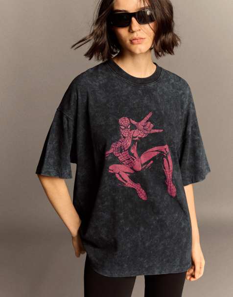 Bershka Spider-man t-shirt oversize à manches courtes noir - view 1