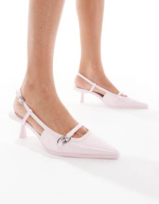 Bershka - Spitze Sandaletten in Rosa