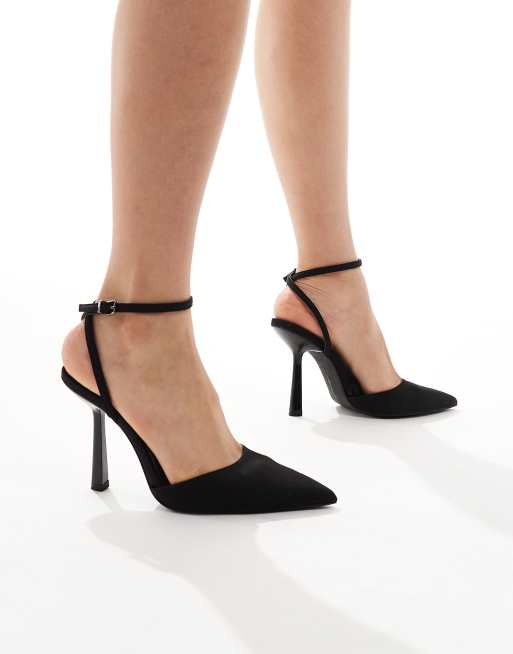 Bershka – Spitzer Schuh in Schwarz mit Stilettoabsatz