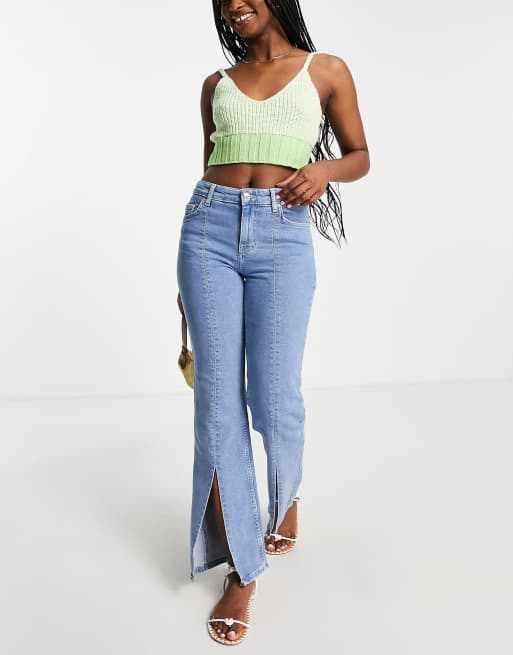 Split best sale front jeans