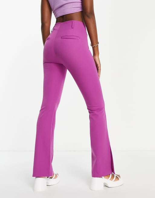 Pink split hot sale hem pants