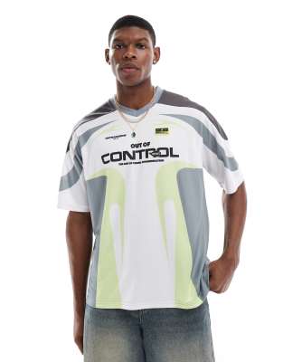Bershka sport blocked t-shirt in white - view 1