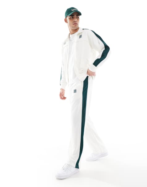 Bershka sport piped co-ord joggers in white - view 1