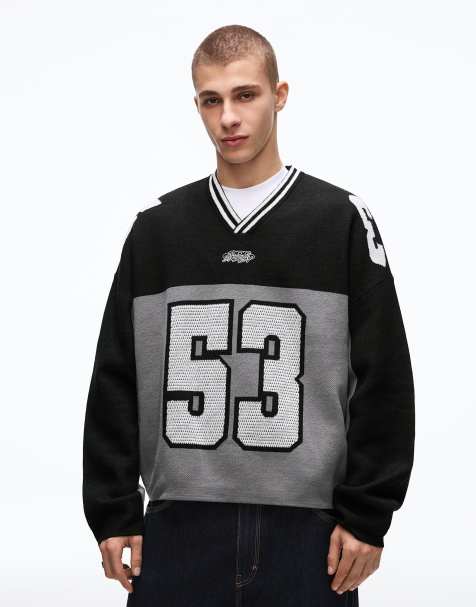 Bershka Sport print jumper in black - view 1