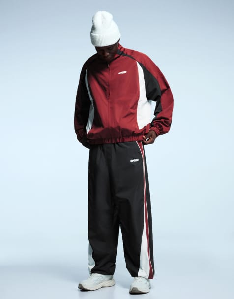 Bershka – Sport-Set aus Funktionsmaterial in Rot und Schwarz - view 1