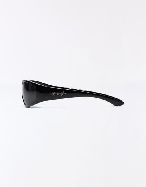 Bershka Sport Sonnenbrille in Schwarz, 2 von 4