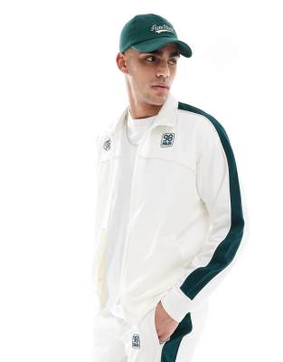 sport zip through track jacket in white - part of a set