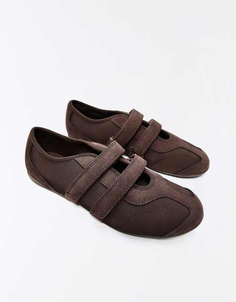 Bershka sportieve ballerina's in bruin - view 1