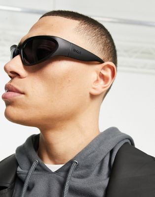 Bershka sports framed sunglasses in black