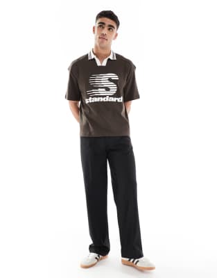 Bershka - Sports - T-shirt marrone con stampa rétro