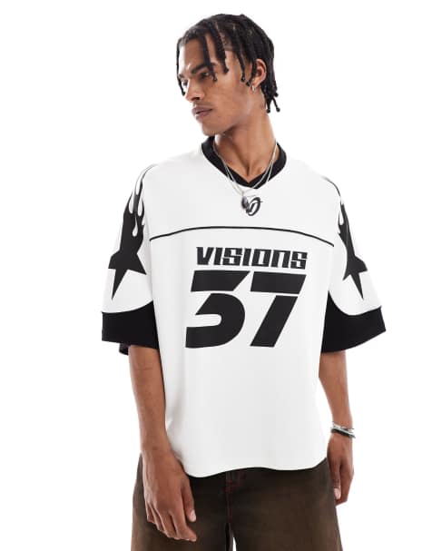 Bershka - Sportswear Visions - Maglietta bianca con scollo a V - view 1