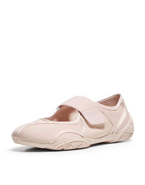 Bershka sporty ballet flats in pink - view 1