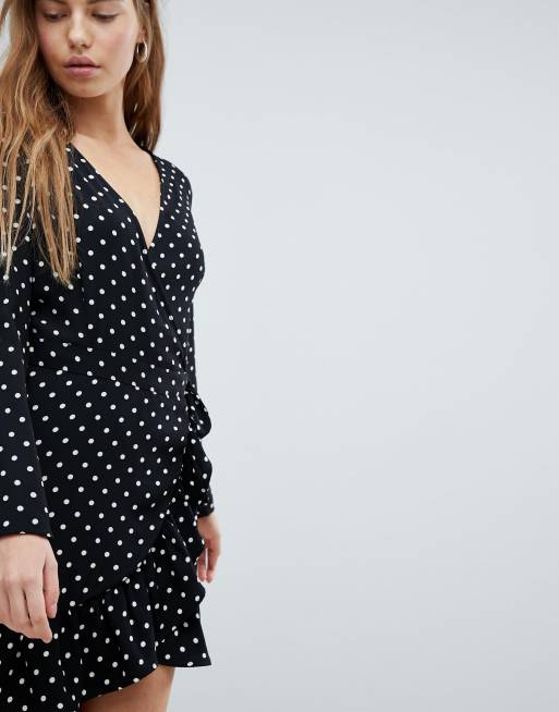 Bershka polka 2025 dot wrap dress