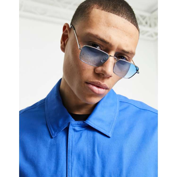 Square blue lens on sale sunglasses