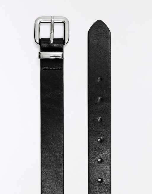 Bershka Square buckle belt in black, 2 of 5