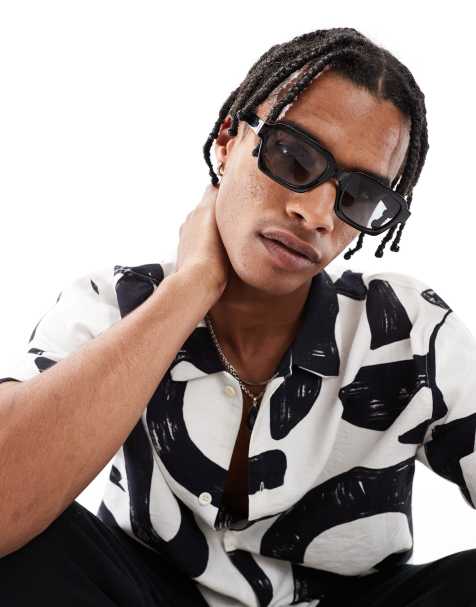 Bershka square frame sunglasses in black - view 1