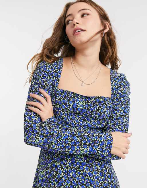 knee length dresses for ladies BERSHKA. Vestido midi negro flores T.s  Hibuy market