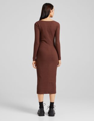 brown bershka dress