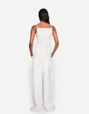 Bershka square neck waistcoat in white | ASOS