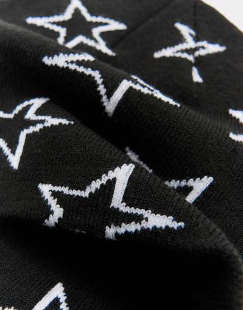 Bershka Star-knit beanie in black - view 1