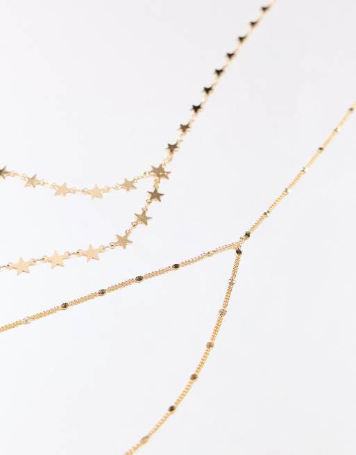 Bershka Star lariat in gold, 2 of 3