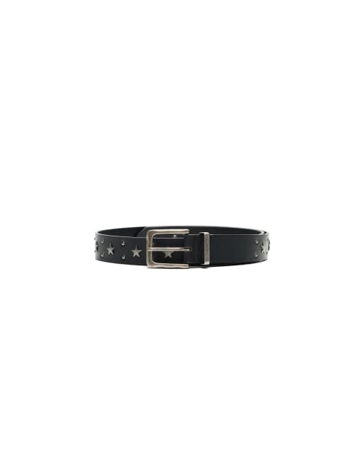 Bershka Star stud belt in black, 4 of 4