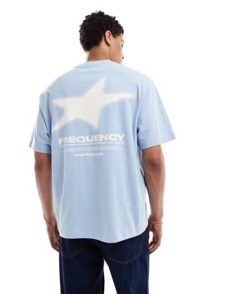 Bershka star t-shirt in blue - view 1