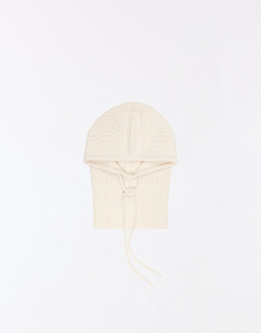 Bershka stickad balaklava i krämvit, 3 av 4