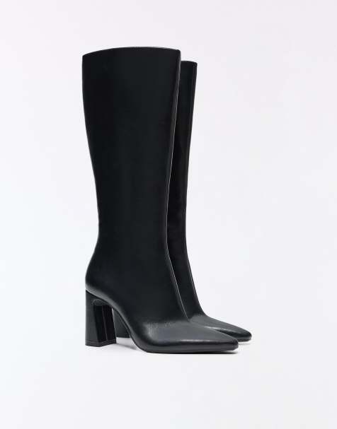 Bershka – Stiefel in Schwarz mit Blockabsatz - view 1