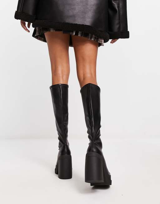 Bershka – Stiefeletten aus PU in Schwarz mit Plateausohle und Absatz, 4 von 4