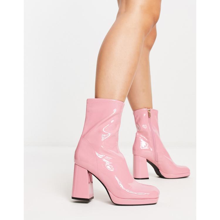 Ankle Boots Stiefel Rosa 39 Bershka – Stiefeletten In Rosa Mit Absatz