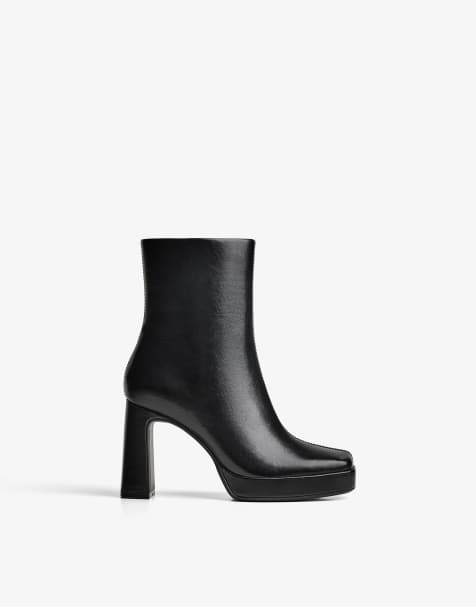Bershka – Stiefeletten in Schwarz mit Plateausohle und hohem Absatz - view 1