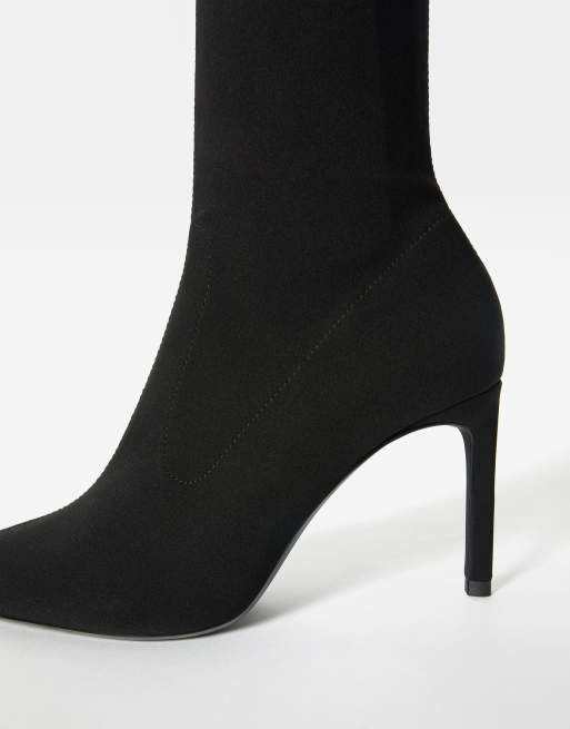 Bershka - Stivaletti aderenti neri con tacco alto, 4 di 4