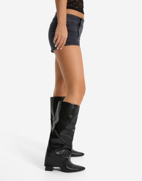Bershka stivaletti con tacco in nero - view 1