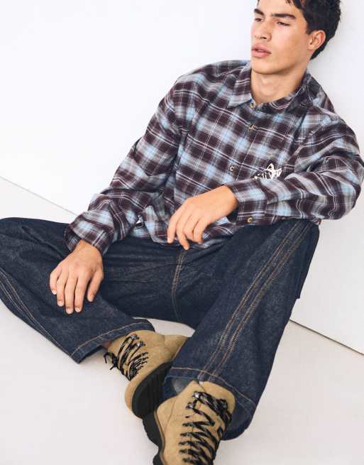 Bershka stivaletti da trekking casual color cuoio, 3 di 6