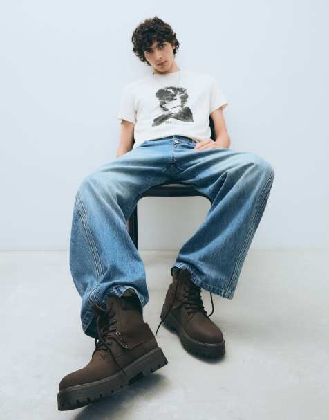 Bershka - Stivaletti marroni stringati - view 1