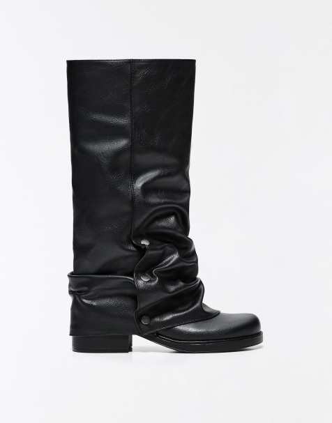 Bershka - Stivali bassi effetto pantalone neri con fibbie - view 1